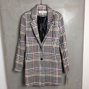 Sebby collection Glen Plaid Two Button Woven Coat
